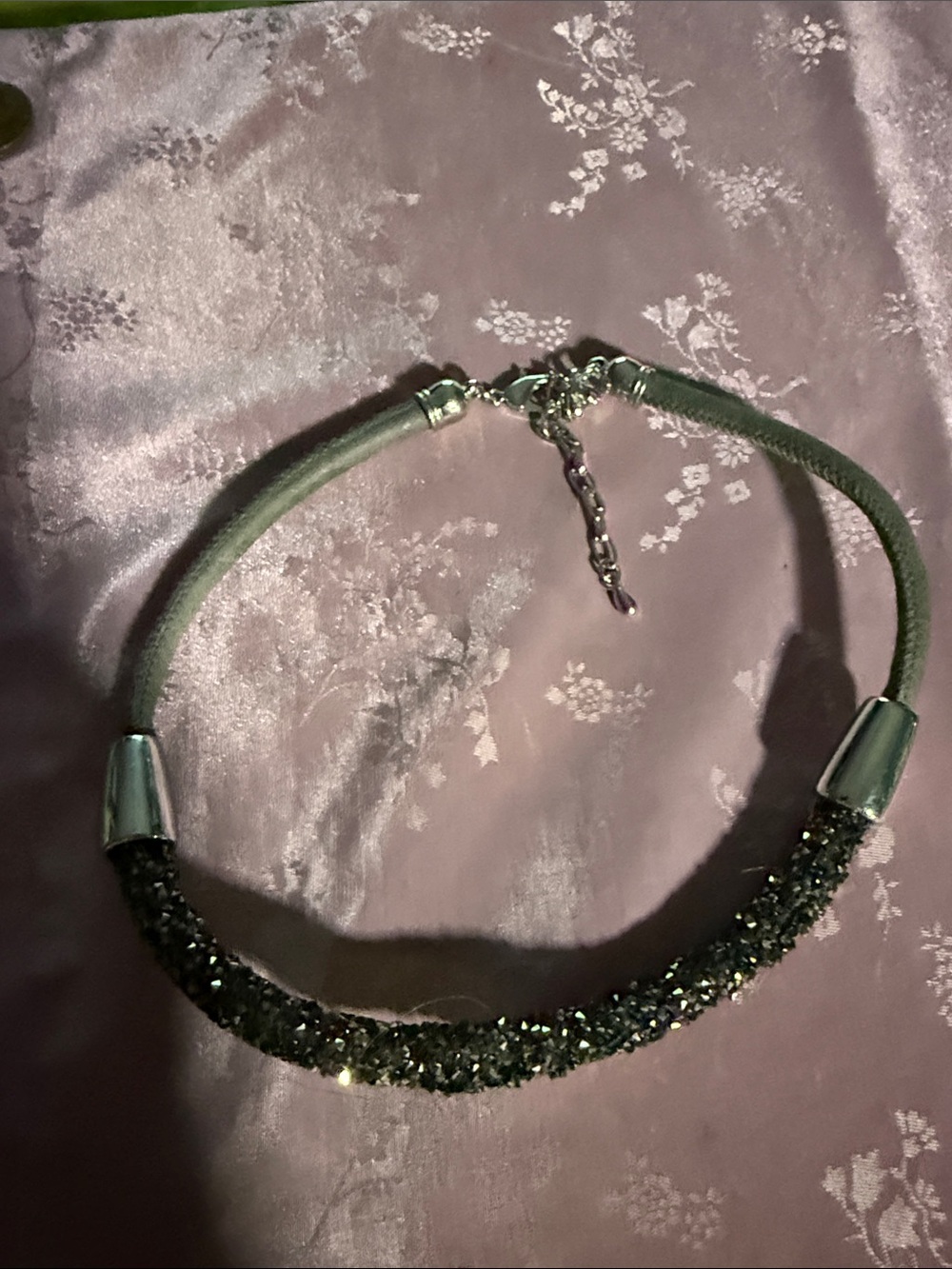 Sparkling Gray Crystal Tube Choker Necklace